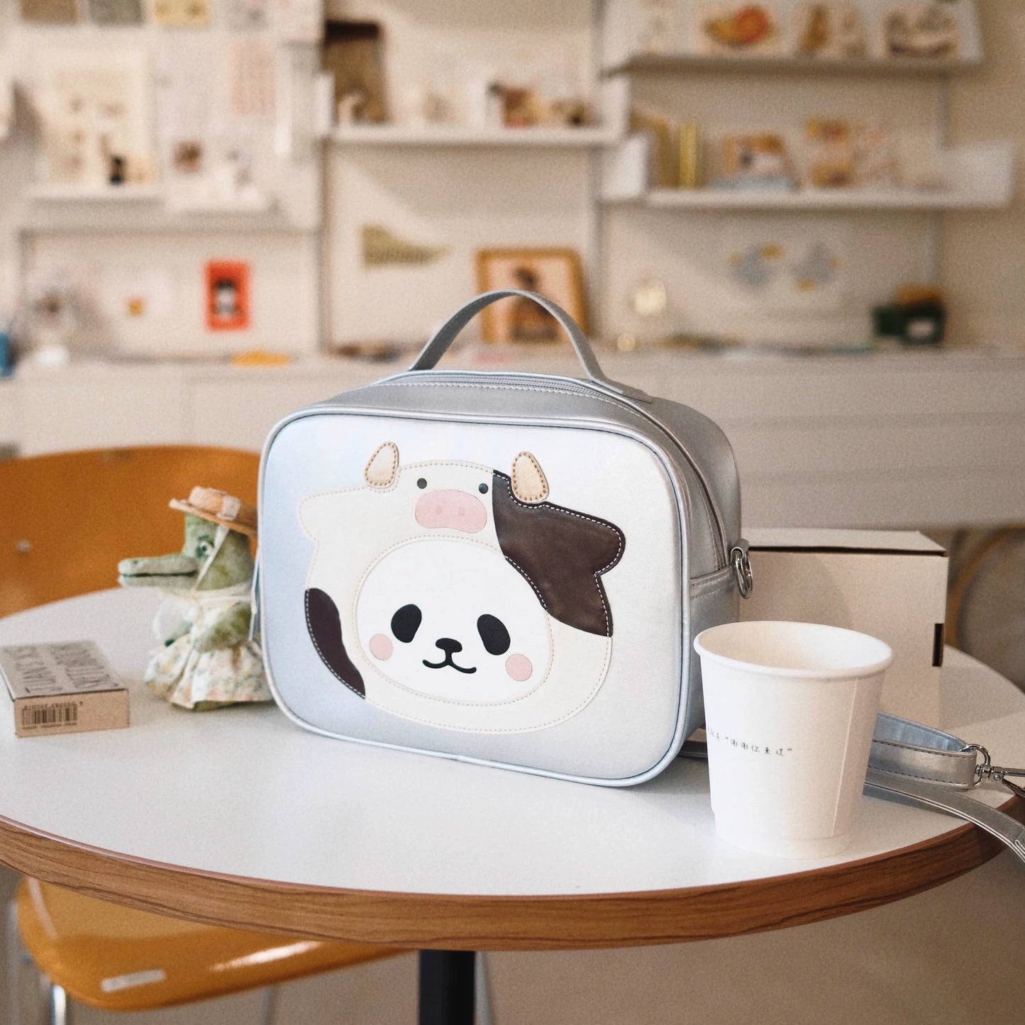 Planet Bear PanPan Limited edition peripheral design products Cow Silver Bag
