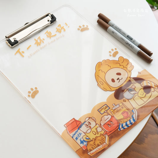 Planet Bear Acrylic Folder Writing Board Drawing Board Clip